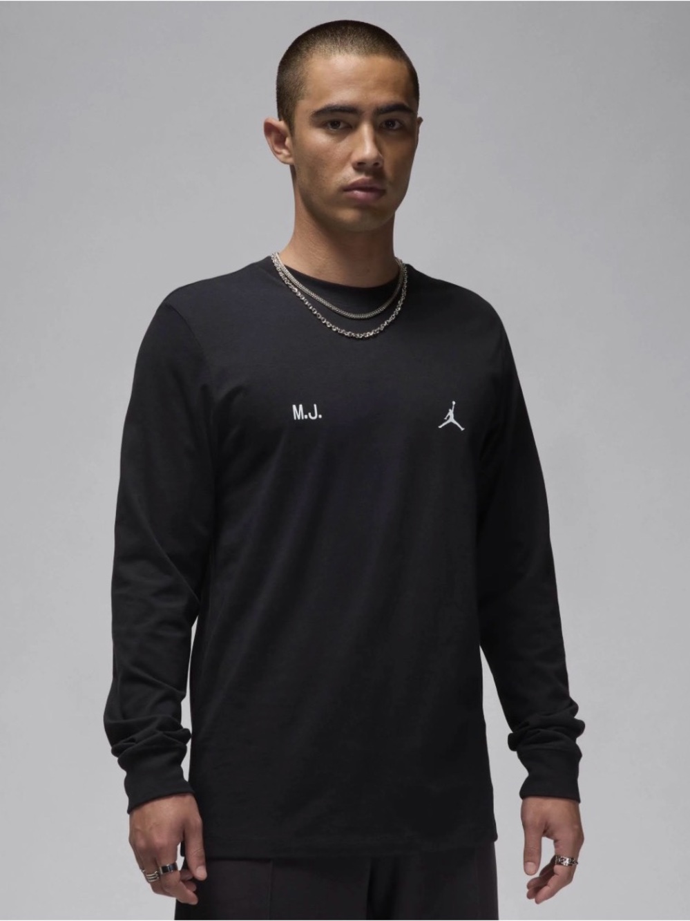 Jordan Black Long Sleeve Crewneck Tee with White Jumpman
